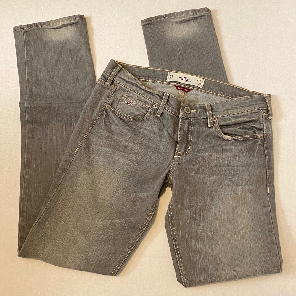 Hollister Gray Distressed Jeans Womens 5 Regular